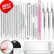 Pimple Popper Tool Kit - 24PCS Stainless Steel Acne & Blackhead Extractor Set