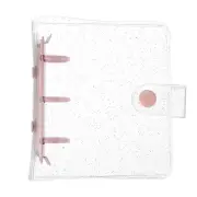 Mini Binder Cover, 4 Inch PVC 3 Ring Binder Cover with Snap Button, Pink