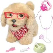 YH YUHUNG Dog Toys for Kids, Interactive Puppy Dog with Lead That Walks and Barks, Realistic Electronic Plush Robot Dog, Grooming Kit, Educational Toy from 3 Years