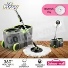 Magic Rotating 360 Degree Spin Mop Bucket Set w/ Wheels & 4 Microfiber Mop Heads