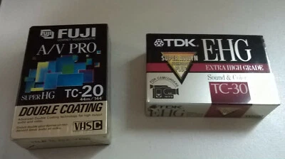 2 New VHSC Sound/Color Camcorder Blank Tapes -Fuji A/V Pro TC-20 & TDK EHG TC-30