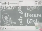 Martha Stewart Adhesive Laser-Cut Stencil~9 designs~PHRASES~Quick Ship!