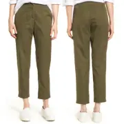 Nordstrom Signature Size 16 Patch Pocket Ankle Army Green Cropped Pants NWT $199