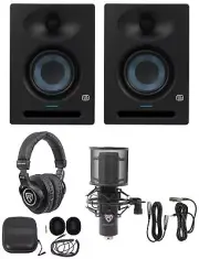 (2) Presonus Eris Studio 5 Powered Active 5" Studio Monitors + Mic + Headphones