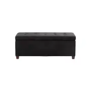 Fabric Storage Box Ottoman Foot Stool Bench - Black - Black