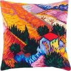 DIY Needlepoint/Tapestry Pillow Kit "Landscape with a House and an Employee"
