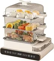 3 Tier Electric Steamer, 24L, Detachable Hot Food Heater, 360° Steam Cycle Food Steamer, Boil Dry Protection, 12 Hours Automatic Heat Preservation, 5S Quick Steam, for Veggies, Meats, Rice