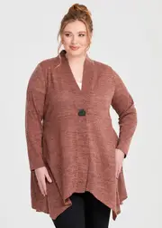 [Taking Shape] Taking Shape Longline Knit Cardigan Size 20 in Rust - Plus Size Women's Cardigans Rust