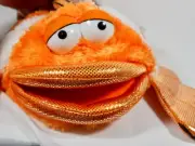 Aurora Orange White Clown Fish 12” Plush Hand Puppet Sparkle Big Eyes Shiny