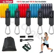 11pcs Quality Resistance Bands Elastic Tubes Yoga Fitness Home Gym 100 or 150lb