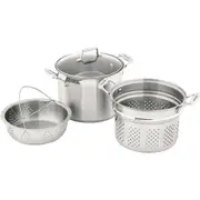 3pc Scanpan 24cm Stainless Steel Multipot/Steamer/Pasta Insert Set w/ Glass Lid