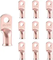 RIOCAN 10pcs 1/0 AWG-5/16”(M8) Ring Terminals Battery Lugs 0 Gauge Battery Cable Ends Heavy Duty Wire Lugs 0 Gauge Terminals Copper Lugs Battery Terminal Connectors