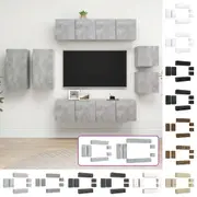 TV Cabinet Set 8 Piece Engineered Wood TV Stand Multi Colours/Sizes vidaXL