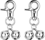 Wanmu 2Pcs Dog Bells for Collars, Cat Puppy Collar Bell Pendant for Tracking with Heavy Duty Snap Clips, Blind Dog Accessories Necklace Charm for Small Dogs, Pet, Gift- Silver, Large, Copper, No