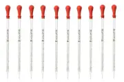 10Pk 1ml Glass Graduated Dropper Pipettes Lab Dropper w/ Red Rubber Cap&Scale