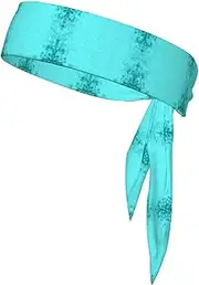 Teal Blue Sports Strap Double-Sided Headscarf Men's Bow Tie Sports Headscarf Running Yoga Exercise Headband