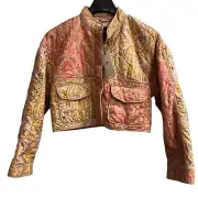 7 For All Mankind Jacket Women S Pink Quilted Patchwork Cropped Boho Cottagecore