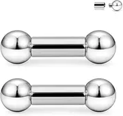 [Ruifan] Grade 23 Titanium Internally Threaded Nipple Piercing Jewelry Barbell Ring PA Tongue Rings Nipple Straight Body Piercing Jewelry for Women Men 16G 14G 12G 8G 6G 4G 2G