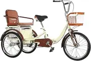 3 Wheels Bicycle for Senior and Adult,Large Rickshaw Tricycle with Pedals,Tandem Trike with Back seat,Cruiser Bike with Dual Brakes,Hydraulic Front Fork