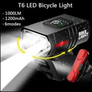 LED Light 1000LM USB Rechargeable Power Display MTB Bike Front Lamp Flashlight