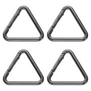 4 Pcs Triangle Spring Key Ring 1.8 Inch Metal Buckle, Silver