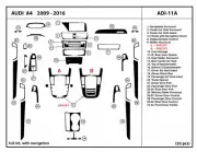 interior Carbon Fiber Dash Trim Kit for AUDI A4 2009-2016 with navigation system (for: Audi)