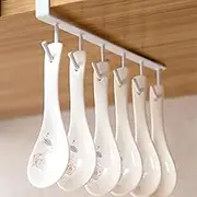 Yamibobo Under Cabinet Mug Hanger Hanging Cup Holder Kitchen Hook Rack Punch-Free Wall Cabinet Kitchen Organizer Rack Hanging Cup Holder (White)