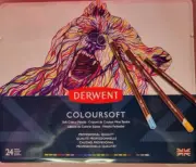 24 x Derwent - Coloursoft Colour Pencils (Assorted Tin Professional) New