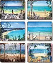 Cinnamon Coastal Verandahs Placemats 6-Pieces Set, 34 x 26.5 cm, Multicolor