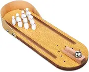 1 Set Mini Bowling Set Foosball Table Bowls Tabletop Miniature Game Indoor Cool Gadgets Pool Mini Stuff Mini Bowling Home Bowling Alleys Wooden
