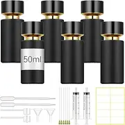 Teenyyou 6 Pack 50ml Glass Perfume Bottles and Refill Tools Set, Travel Perfume Atomizer Spray Bottles, Portable Empty Refillable Atomizer Decanters with Dispenser Transfer Kit