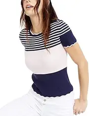 [Maison Jules] Womens Striped Ribbed Top