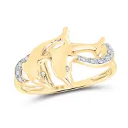 10kt Yellow Gold Womens Round Diamond Double Dolphin Accent Ring 1/20 Cttw