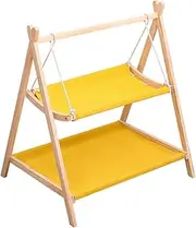 AIMALL Double-Layer Wooden Cat Hammock, Removable & Washable, Natural Wood Cat Swing Bed for Household Pet Play, 26.77x29.52 Inches