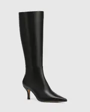 Tarley Black Leather Long Boot