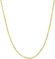 [JewelryWeb] 14k Yellow Gold 1.2mm Sparkle Cut Bead Chain Bracelet Lobster Lock Closure 18 Centimeters Link-Bracelet for Women and Men