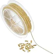 uxcell 16.4 Feet Stainless Steel Ball Chain, Dog Tag Chain Bulk Beaded Necklace Chains with 20 Pcs Connectors for Jewelry Making DIY Crafts Hanging Decoration, Gold