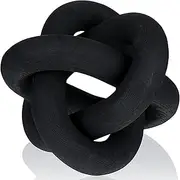 Yalikop 3 Link Wood Knot Decor - Hand Carved Coffee Table Decoration, Boho Chain Link Decor, Modern Shelf, Rustic Objects for Home Living Room Bedroom(Black)