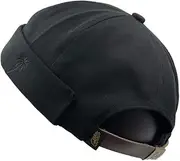 [YAMEE] Unisex Docker Brimless Hats Beanie Skullcap Worker Sailor Cap Retro Rolled Cuff Skull Caps with Adjustable
