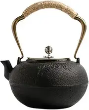 Classic Teapot Cast Iron Teapot with Handle Round Tea Maker Large Capacity Tea Maker, Vintage Design, 1000ML Tea Kettle Teapot FANDIAO