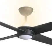 Threesixty 132cm Black 4 Blade Ambience Ceiling Fan With Up Light And Downlight