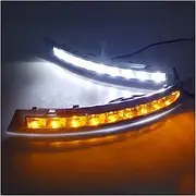 2PCS LED DRL Compatible with Volvo XC90 2007-2013 Turn Yellow Signal Relay Daytime Running Light Daylight Fog lamp(Running Signal Mode)