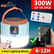 LED Solar Light + Remote Camping Hiking Night Light Lantern Tent USB Emergency