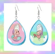 LITTLE OYSTERS Faux Leather Teardrop Earrings Alice In Wonderland Baby Cute