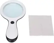 Magnifying Glass, Magnifying Glass with Light for Reading Handheld Reading LED 10 Times 88mm for Books and Newspapers (White)