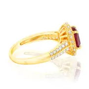 Sterling Silver Gold Plated Created Ruby And White Zirconia Fancy Ring, Q