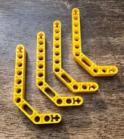 LEGO Yellow Technic, Liftarm, Modified Bent Thick 1 x 11.5 Double QTY 4.