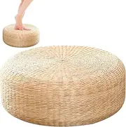 Boho Straw Floor Seat - Woven Straw Cushion, Japanese Style Cushion | Natural Woven Straw Cushion, Breathable Sitting Floor Mat, Fat Floor Chair