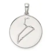 Sterling Silver Rhodium-Plated & Cz Leo Zodiac Pendant