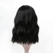 Short Bob Synthetic Hair Full Wig Wavy Wigs With Bangs Black